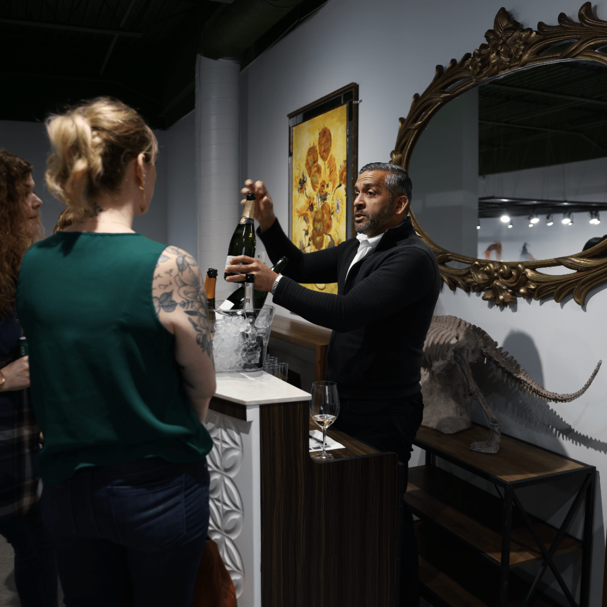 a man and a woman standing in a room