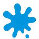 1a Blue paint splatter shape on white background.