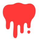 2a Red paint dripping in a splatter shape on a white background.