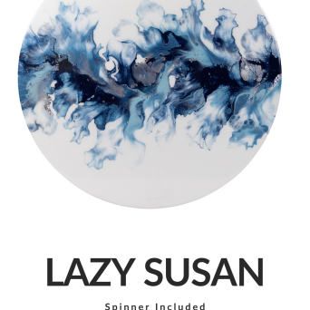 Round Lazy Susan with blue abstract design, sizes Hilma 11