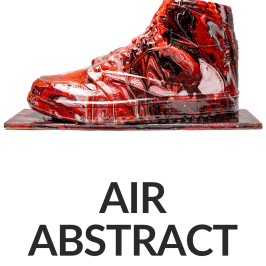 Red abstract sneaker sculpture with text 'AIR ABSTRACT 11