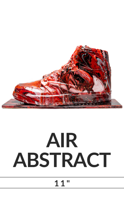 Red abstract sneaker sculpture with text 'AIR ABSTRACT 11